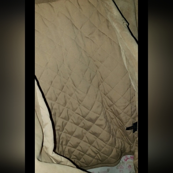 POLO RALPH LAUREN Womens Beige Suede Asymmetric Belted Biker Moto Jacket Sz 10 - Picture 6 of 16